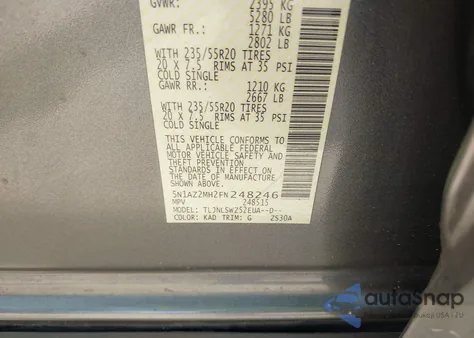 2015 Nissan Murano Platinum from USA, damaged, VIN 5N1AZ2MH2FN248246